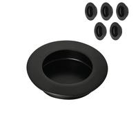 HOMOTEK Lot de 6 poignées rondes pour porte de placard coulissante, Diamètre 65 mm, Noir, Poignées encastrées pour portes by-pass, Ensemble de poignées en acier inoxydable pour porte de grange