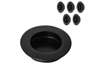 HOMOTEK Lot de 6 poignées rondes pour porte de placard coulissante, Diamètre 65 mm, Noir, Poignées encastrées pour portes by-pass, Ensemble de poignées en acier inoxydable pour porte de grange