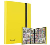 Homotte Classeur de cartes à collectionner compatible avec 9 pochettes, 360 emplacements sans anneaux à chargement latéral pour JCC, jaune