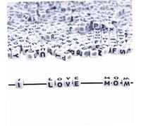Homoyoyo 1 boîte Boîte de Perles Acryliques DIY Lettres et Chiffres pour Bracelets Colliers Perles Lettres Blanches sans Encre Adaptées Création Bijoux et Loisirs Créatifs
