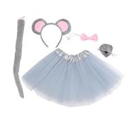 Homoyoyo 1 ensemble Accessoires de Costume de Souris pour Incluant Bandeau Oreilles de Souris Jupe Tulle Grise Nœud et Nez pour Halloween Fêtes Anniversaire et Cosplay