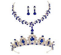 Homoyoyo 1 Ensemble Couronne Collier Boucles D'Oreilles Ensemble Boucles D'Oreilles Pour Femmes Collier En Cristal Collier De Mariage Bijoux De Mariage Bijoux De Mariée Collier De