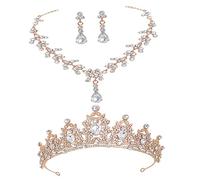 Homoyoyo 1 Ensemble De Colliers Et Boucles D'Oreilles Couronne De Mariée Diadème En Or Bijoux De Mariée Coiffes De Mariée Colliers De Mariage Pour Mariées Accessoires De Mariage