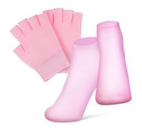 Homoyoyo 1 Ensemble Gants et Chaussettes Hydratants Gel de Soins Spa pour Mains et Gants sans Doigts pour Réparation des Mains Réutilisables Couleur Rose