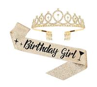 Homoyoyo 1 ensemble Set de Diadème et Écharpe Anniversaire pour Fille Couronne Cérémonielle avec Ceinture pour Fête Anniversaire