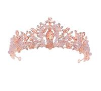Homoyoyo 1 Pièce Couronne de Mariage Cristal Diadème Élégant pour Fiançailles et Mariée avec Diamant Rose Accessoire Chic et Filles