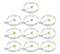 Homoyoyo 10 Anneaux à Œufs en Acier Inoxydable pour Friture Moules Ronds à Omelette et Œufs Pochés Ustensiles Cuisine avec Brosse Adaptés et Pâtisserie Kit 10 Pièces