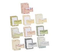 Homoyoyo 10 Ensembles papier à lettres avec enveloppes fantaisie joli doublé pastel papier pour les lettres en écrivant à motifs Papeterie modèle ancien décoré mignon