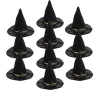 Homoyoyo 10 Mini Chapeaux de Sorcière Noirs pour Loisirs Créatifs et Décoration Maison de Poupée, Accessoires Halloween, Petit Format pour Bricolage et Photos, Lot de 10 Pièces