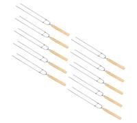 Homoyoyo 10 pièces Brochettes Acier Inoxydable Forme U pour Barbecue Aiguilles Non Magnétiques Manches Bois Lot pour Ailes de Poulet et Gigots Agneau Outils de Cuisson Grill Faciles à