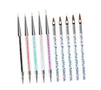 Homoyoyo 10 pièces Kit Outils Manucure Pinceaux Nail Art Ergonomiques avec Poignée Pierres Décoratives Dotting Pen Double-embout pour Dessin Fins Lignes et Motifs pour Gel Polish et
