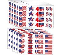 Homoyoyo 10feuilles Autocollants Patriotiques Pour Visage Tatouages Éphémères Styles Variés Accessoires Pour Fête De Indépendance