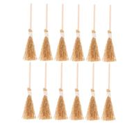Homoyoyo 12 Pièces Balais Miniatures Paille Naturelle pour Décoration Maison de Poupée Halloween Accessoires DIY Réalistes et Herbe Dargent Chinoise