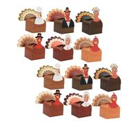 Homoyoyo 12 Pièces Boîtes à Bonbons Thanksgiving Multicolores avec Motif Dinde Cartoon Boîtes Papier pour Friandises Décorations Festives pour Fêtes Automne et Partages Familiaux