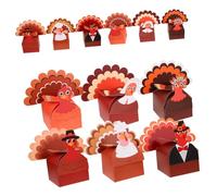 Homoyoyo 12 Pièces Boîtes à Friandises Thanksgiving Motif Dinde Multicolores Boîtes Papier Stables pour Bonbons Fêtes Automne Réunions Familiales
