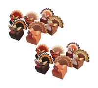 Homoyoyo 12 Pièces Boîtes Papier pour Thanksgiving Boîtes à Bonbons Forme de Dinde Colorée Contenants de Friandises Stables à Fond Carré pour Fêtes Automne