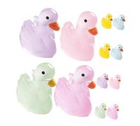 Homoyoyo 12 pièces Figurines Animaux Canards Lumineux Résine Colorée Décorations Miniatures pour Maison de Poupée et Micro-Paysage Pack et Adorable