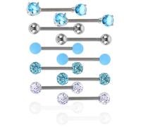 Homoyoyo 12pièces Lot De Barres De Piercing De Langue Acier Inoxydable Boules Rondes Avec Cristaux Unisexe Pour Hommes Et Femmes