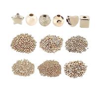 Homoyoyo 1300 pièces Perles DIY pour Fabrication de Bracelet Formes Variées Rondes Carrées Cœurs Accessoires Bijoux Couleur Dorée Styles Boîte pour Création