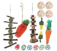 Homoyoyo 16 pièces Jouets à Suspendre pour Rongeurs Mâcher Naturel pour Hamsters Lapins Cochons Favorise Hygiène Dentaire et Comportement de Jeu