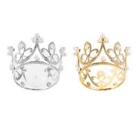 Homoyoyo 2 Couronnes de Gâteau pour Garçon et Filles, Mini Coiffes Couronne Dorée et Argentée, Accessoires Décoratifs pour Gâteau D’anniversaire Fille, Décoration Festive Pastel, Lot 2