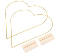 Homoyoyo 2 ensembles Anneaux Fer Forme de Cœur Doré avec Base Bois Cerceaux Métalliques pour DIY Couronne Décorative Attrape-rêves Décoration de Table Mariage et Centre de Table