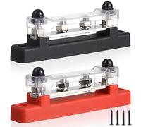 Homoyoyo 2 Ensembles Bloc de Distribution Électrique Barre Omnibus Robuste Bornier de Batterie M6 Rouge et Noir Facile à Installer pour Fête pour Véhicules et Bateaux