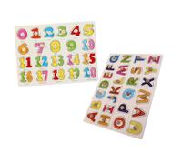 Homoyoyo 2 Ensembles Puzzle Bois Montessori Abc et Chiffres Jeu Éducatif Bois pour Tout Petits Apprentissage des Lettres et Jeu Encastrement pour Développement Motricité Fine