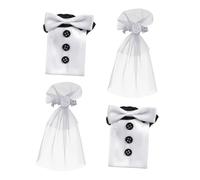 Homoyoyo 2 Paires Lot Cache Bouteilles Vin Mariage Décorations Rouge Vif Élégant Ensemble Housses Bouteille Vin pour Cadeaux Couples et Centre Table