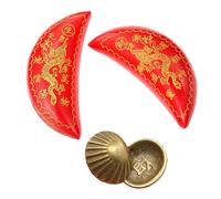 Homoyoyo 2 paires Tasses Divination Taoïstes Cuivre Cuivre Sculpté Yin Yang Lune Ornements Sacrés pour Rituels et Temples