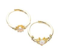 Homoyoyo 2 Pièces bague ouverte ange pour les hommes, lui, son amant ouvrir jour femme Ajustable bague ange diable bague saint valentin aile du diable couple strass Golden