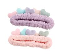 Homoyoyo 2 pièces Bandeau Cheveux Femme Élastique Cœur Doux pour Beauté Visage Maquillage Spa et Lavage Visage Lot de Pastel