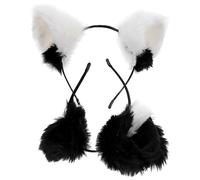 Homoyoyo 2 pièces Bandeau Oreilles Chat Halloween et Confortable Tête Cosplay Unisexe pour Fête Déguisement Noir et Blanc Classique Accessoires Fête pour Adultes