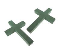 Homoyoyo 2 Pièces Bloc de Mousse Vert en Écume de Croix pour Composition de Fleur Funéraire, Facile à Modeler et Garantissant un Maintien Sécurisé des Fleurs, pour Décoration de Tombe