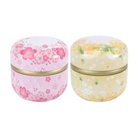 Homoyoyo 2 pièces Boîtes à Thé Rondes Fer Lot de Petits Bocaux Métal Décoratifs pour Rangement Thé Parfumé Conserve Alimentaire Design Élégant et Festif Rose Jaune