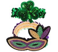 Homoyoyo 2 Pièces Bracelet Trèfle Vert à Paillettes Souple | Sequin Léger et Confortable, Style Irlandais Festif, pour Photo Prop et Danse, Vert Brillant