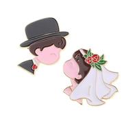 Homoyoyo 2 Pièces Broches pour Couple Épingles Mopour Mariés Cartoon Accessoires Festifs pour Célébrations Nuptiales Badges Originaux