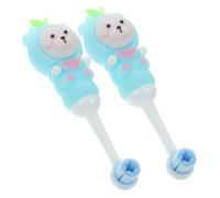 Homoyoyo 2 pièces Brosse à dents garçon fille poils souples pour nettoyage doux manche ergonomique adapté aux petites mains brosse manuelle pour enfants forme petit ours coloris bleu ciel