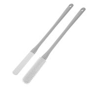 Homoyoyo 2 Pièces Brosse de Nettoyage des Orteils Silicone avec Long Manche Ensemble pour Soins des Exfoliation Douce et Massage pour Personnes Âgées Mobilité Réduite Couleur Gris