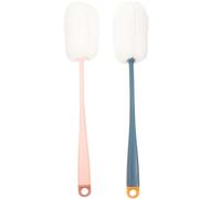 Homoyoyo 2 pièces Brosse Éponge pour Bouteille Manche Long Ergonomique Nettoyage pour Bouteilles Lait et Verre Matériaux Durables Couleurs Bleu et Rose