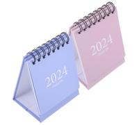 Homoyoyo 2 Pièces Calendrier de Bureau Compact à Spirale Mini Calendrier de Table Simple et Décoratif Support Stable pour Organisation Quotidienne et Planification