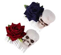 Homoyoyo 2 Pièces Clip Combs Décor Halloween Accessoire Cheveux Forme de Squelette Rose pour Fête et Cosplay