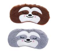 Homoyoyo 2 Pièces de Sommeil Garçon Fille Peluche Doux et Cache Yeux Occultant Animal Mignon Bande Ajustable pour Sieste et Nuit Lot de Gris Marron