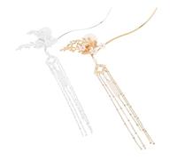 Homoyoyo 2 Pièces Épingle à Cheveux Hanfu Métal avec Fleurs Élégantes et Glands Accessoire Chinois Traditionnel pour Chignons Cadeau Femme Raffinée