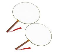 Homoyoyo 2 Pièces Éventails Soie Blanche avec Manche Rond Éventails Ronds Style Chinois pour Peinture Diy et Décoration Artisanat pour Garçon Fille et Adultes