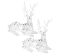 Homoyoyo 2 Pièces Figurines de Rennes de Noël Transparentes Acrylique Décorations de Table Élégantes pour Fêtes et Intérieur Sculptures de Rennes avec Éléments de Gui Ornements Festifs pour