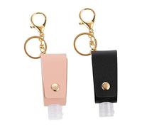 Homoyoyo 2 Pièces Flacon Rechargeable Porte-Clés, Étui de Protection en PU et Plastique, Format Portable pour Gel Lavant et Cosmétiques, Voyage