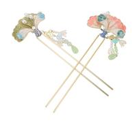 Homoyoyo 2 Pièces Hair Bun Chopsticks With Enamel Coating U Shaped Chinese Bridal Hairpin Floral Tassel Traditional Metal Hair Forks For Women