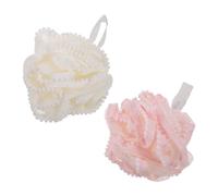 Homoyoyo 2 pièces Lot de Boules Exfoliantes Moelleuses pour Bain Éponge Loofah Pluche pour Mousse Abondante et Nettoyage Corporel Accessoires de Bain Ludiques Blanc et Couleur Aléatoire