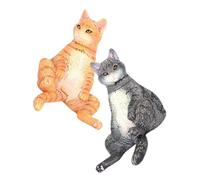Homoyoyo 2 pièces Lot de Figurines Chats Décoratives Réalistes Modèle Miniature Rigide pour Bureau et Intérieur Cadeau Garçon Fille Éducatif et Décoration Maison Zen